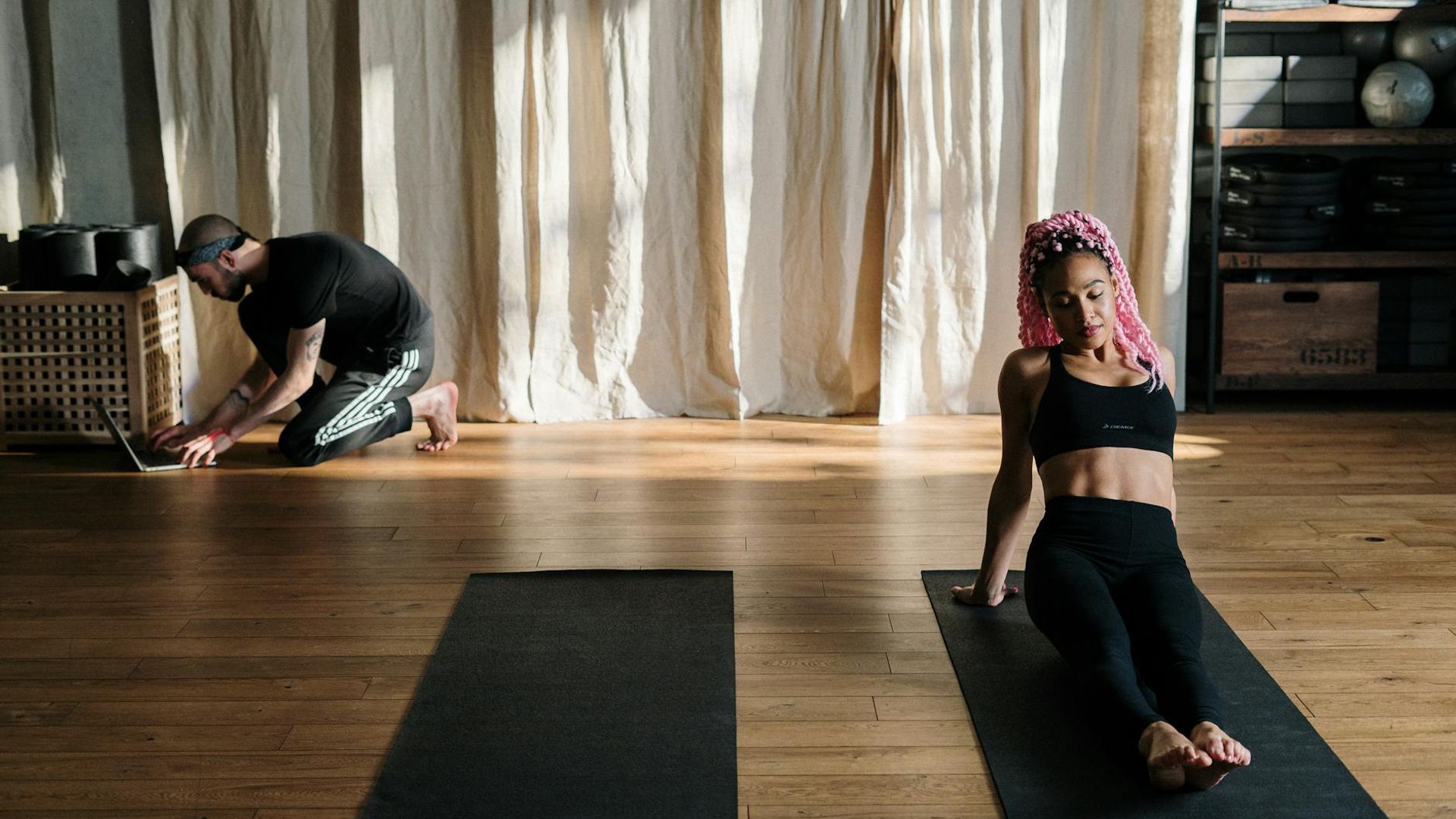Serene environment for yoga practice with soft natural lighting.